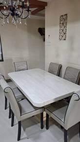 Solid Marble Dining Table Set (1 Table + 6 Chairs)