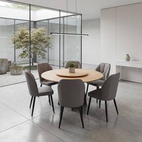 1+6 round wood dining set