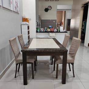 Marble Top Dining Table with 4 Chairs Included