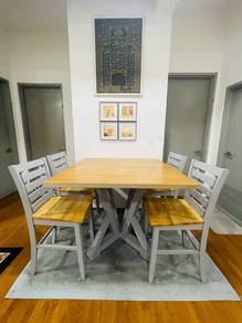 Dining Table-SET-MEJA MAKAN SOLID WOOD (4 SEATER)