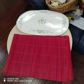 6 Keping Tikar Pinggan Buluh Dan 6 Keping PVC Mcm