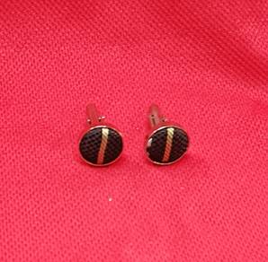 black-orange silver plated cufflinks