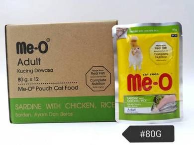 12Packs Me-O Cat Pouch Food 80gram Sardine Chicken