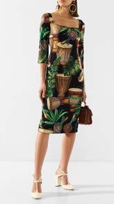 DOLCE AND GABBANA JUNGLE/TAMBURI PRINT LONG Dress