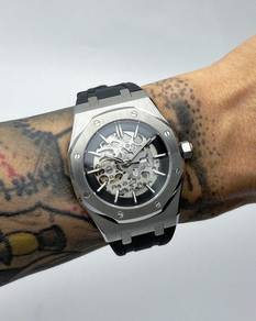 Custom Seiko Mod 42mm Silver Black Skeleton AP