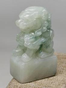 Icy Light Green Burma Jadeite Jade Seal Stone