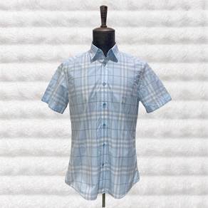Burberry Baby Blue Plaid Checkered S/S Shirt