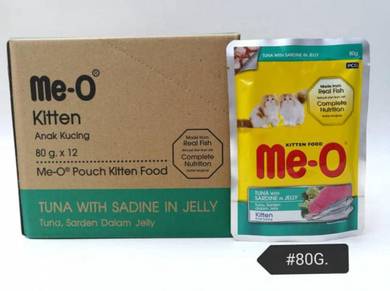 12Packs Me-O Cat Pouch Food 80gram Tuna Sardine
