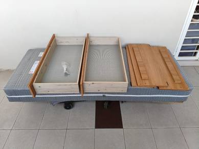 Full set!)Bed Frame with Drawers and Mattress