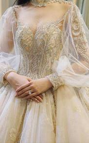 Cream long sleeve wedding bridal dress gown RB1845