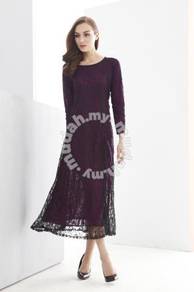 2 Pieces Joint Floral Lace Design Jubah Dress