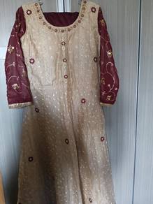 Champagne & Maroon Glam Anarkali