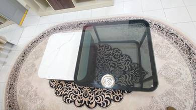 Modern Coffee Table with Glass Top and Drawer