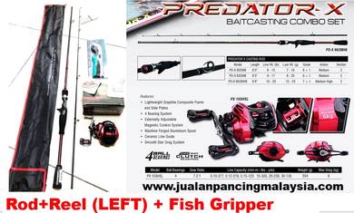 Seahawk PREDATOR-X Rod + Reel,LEFT + Fish Gripper