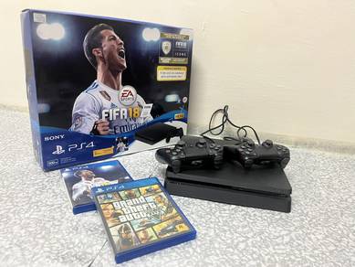 PS4 Slim 500GB Full Set + 2 Controller + 2 CD Game