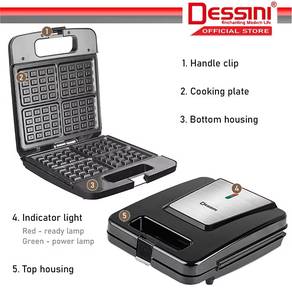 DESSINI ITALY Double Sided Electric Waffle Maker
