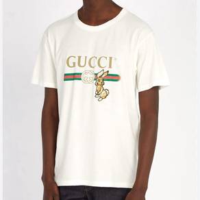 Gucci Off-White Logo Print Cotton Knit Rabbit Patc