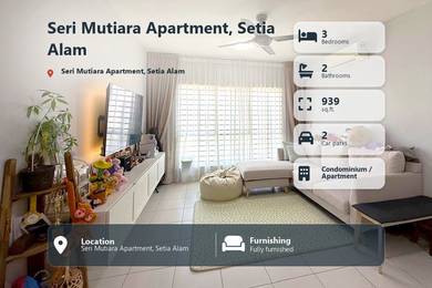 Apartment For Rent in Seri Mutiara Apartment @ Setia Alam