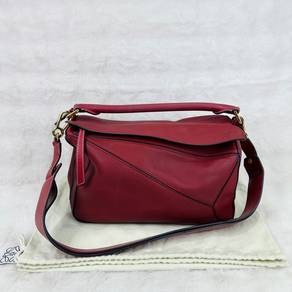 Loewe Burgundy Red Medium Puzzle Calfskin Bag