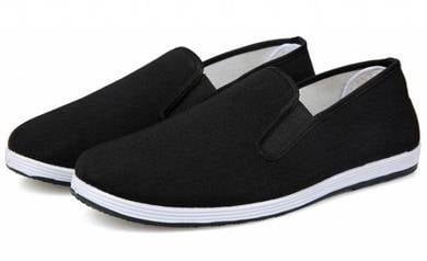 R0268 Black Slip On Loafer Canvas Casual Shoes