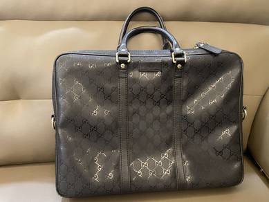 Gucci Canvas Laptop Briefcase Black Document Bag