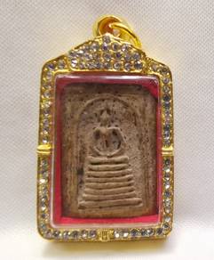 Thai Buddha Phra Somdej Amulet encased in a gold f