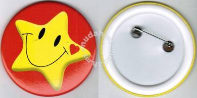 Smiley Happy face #13 Star Cartoon Button Badge