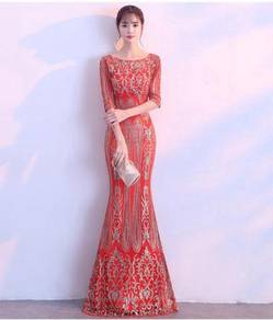 Long Sleeve glitter Wedding Prom Dress RBP0631