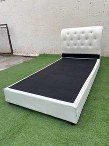 YE83 Katil Single Divan Bed Frame PU Creamy * ASIS