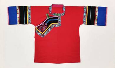 Hand‐Embroidered Ceremonial Dress- I (Red Tunic)