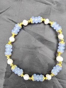 Wah Chan Light Blue Crystal/Chalcedony & Pearl