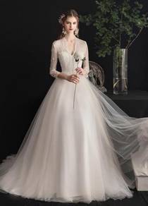 Cream long sleeve wedding dress gown RB1504
