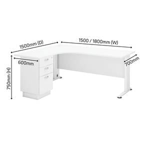 H L Shape HomeOffice Table with 3 Drawer HL1515-3D