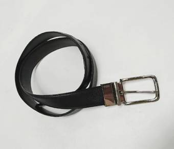 COACH Men's Fashionable Brown Leather Belt Silver