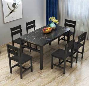 Meja makan set 6 kerusi hitam penuh