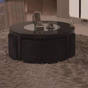 Black Round Coffee Table With Seating YGT-9513B KL