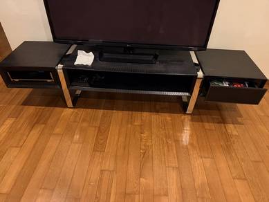 full leather TV cabinet black