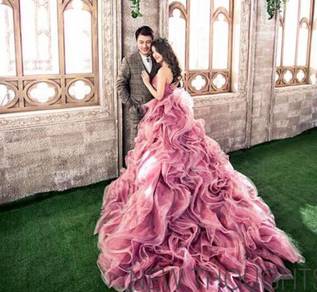 Pink ruffle wedding bridal dress gown RB1546
