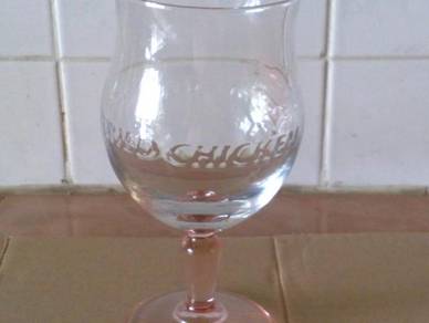 Cawan kfc footed glass cup pink
