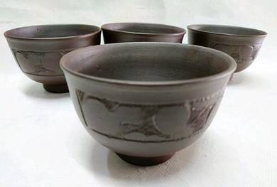 Pottery Japanese teacup (4 pieces)