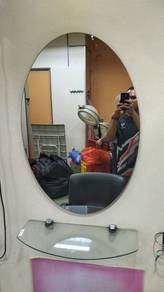 YA32Q   Cermin Salon Mirror Oval Shape Barber Shop