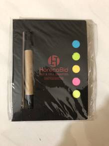 Note Pad with pen & pastel paper color stick note