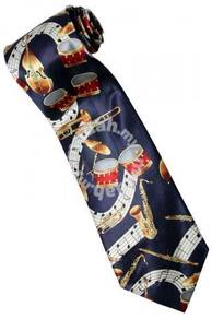 Rock Drum Set Saxophone Trombone Music BU Neck Tie