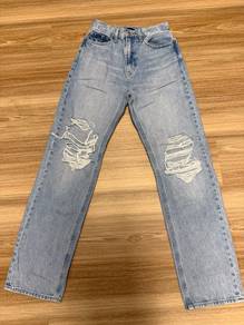 uniqlo Light blue straight-leg ripped denim pants