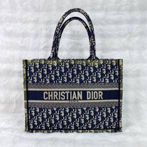 Authentic Dior Monogram Oblique Navy Beige Medium