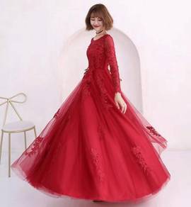 Red long sleeve prom evening gown dress RBP1387