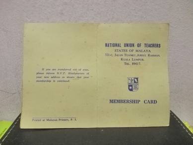 Vintage National Union of Teachers Membership Card