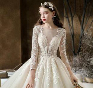 Long sleeve wedding bridal dress gown RB1775