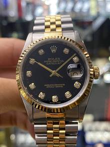 Rolex Datejust 16233 Black Big Diamond Dial