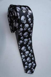 SLIM Halloween Symbol Skull White Cartoon Neck Tie